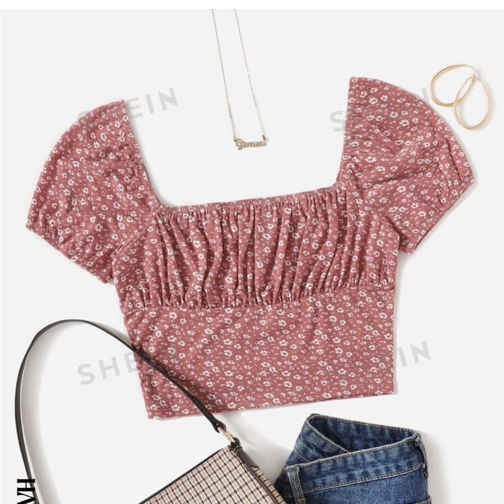 SHEIN | Scoop Neck Ditsy Floral Blouse